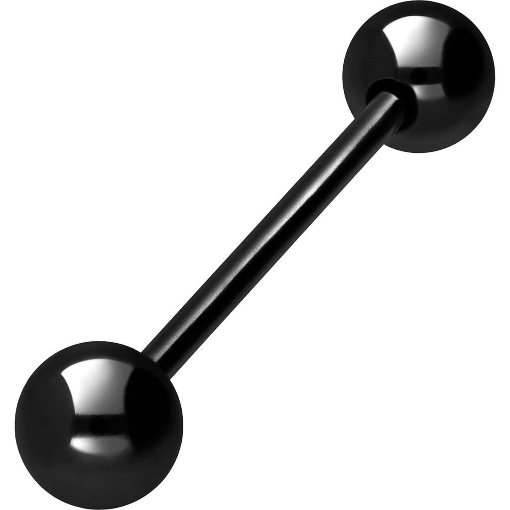 Zungenpiercing, Intim-Piercing Chirurgenstahl Barbell Schwarz Stablänge: 24mm + Stabstärke: 1,6mm + Kugelgröße: 6mm