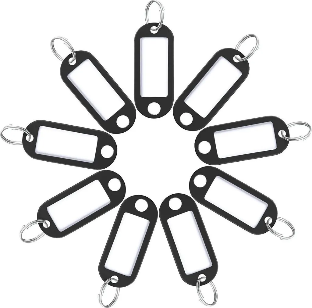Identificateur de clés noir en PVC souple avec porte-nom amovible 20x