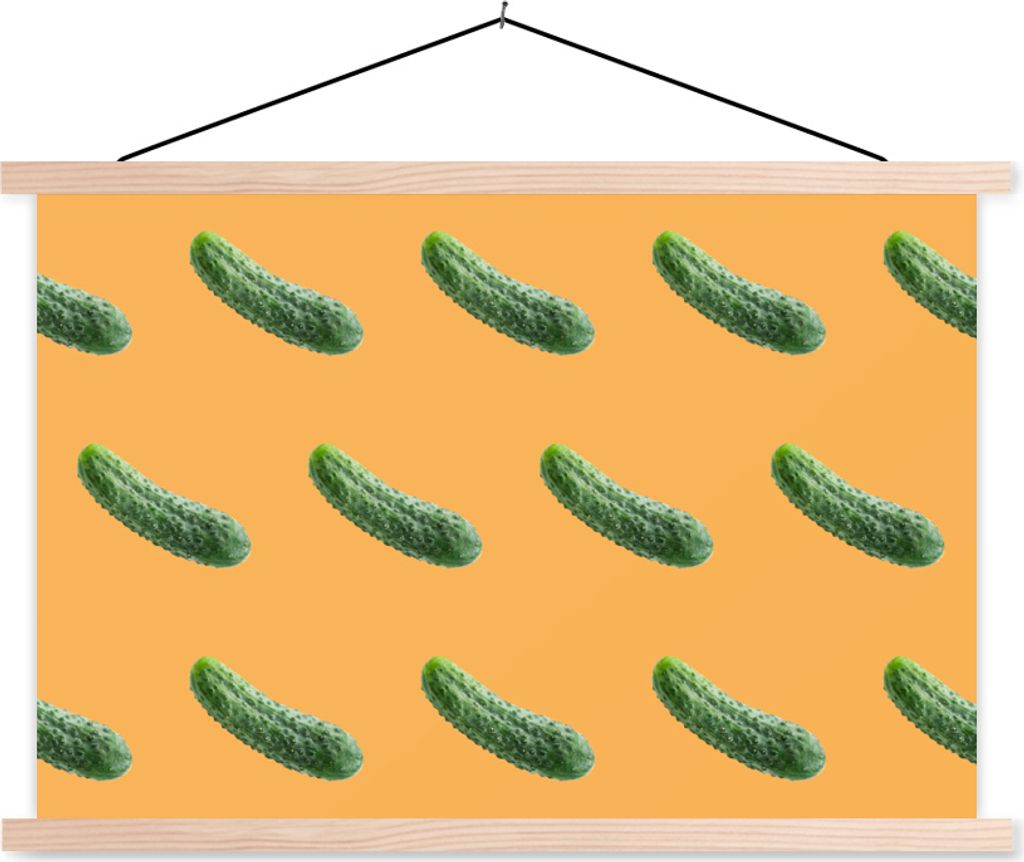 MuchoWow Textilposter Gemüse - Muster - Orange 60x40 cm mit holzfarbenen Rahmen - Bilder