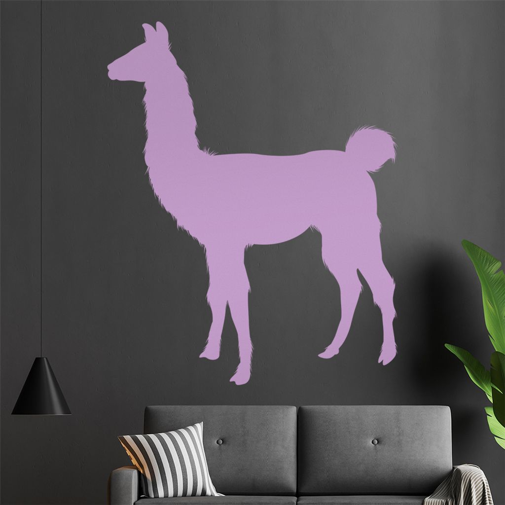 KIWISTAR Lama Silhouette - Spucken Kamel Alpaca Wandtattoo in 6 Größen - Wandaufkleber Wall Sticker - Dekoration, Küche, Wohnzimmer, Schlafzimme...