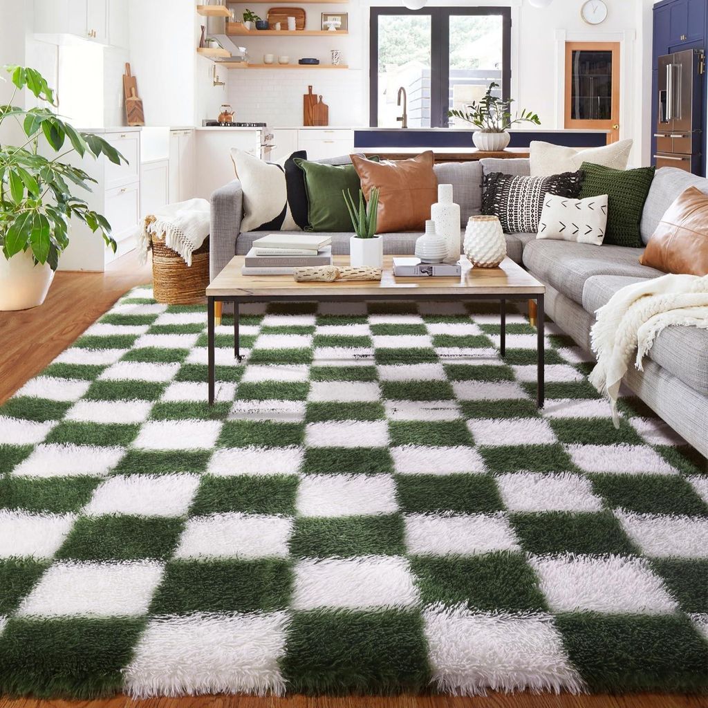 Alfombra de felpa para sala de estar, lavable, pelo alto, Imagen del producto 