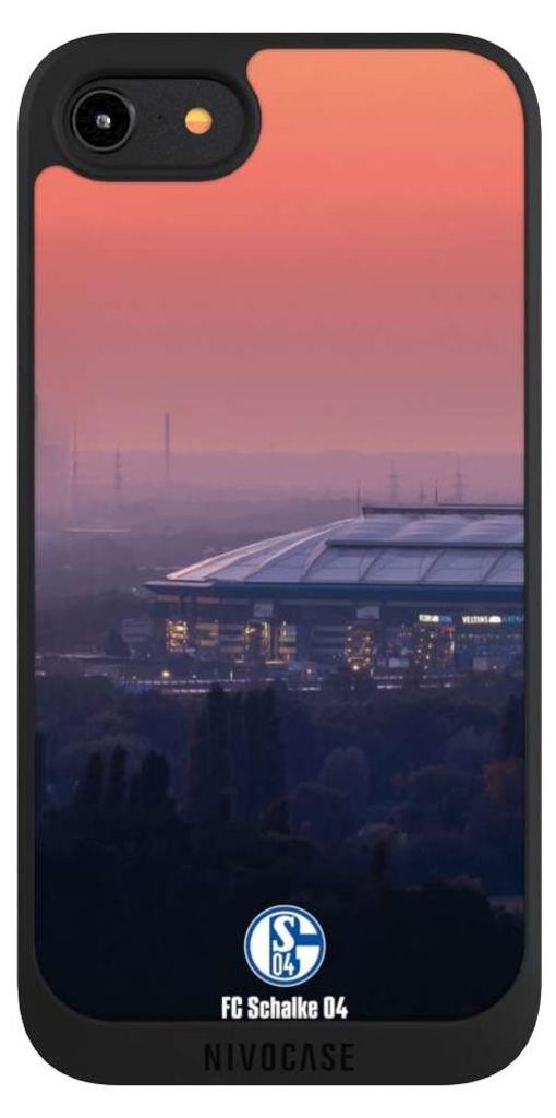 NIVOCASE Handyhülle für Apple iPhone 7 Hülle NIVOpure Case Schwarz FC Schalke 04 Offizielles Lizenzprodukt Stadion