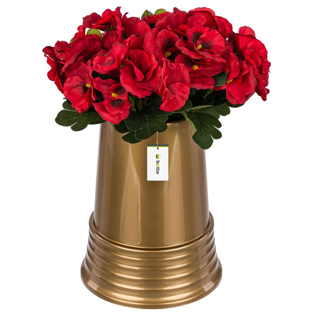 Friedhofsvase in Kegelform Spitzel Grabstein Grabdekoration Grabsteckvase Blumenvase H 24 cm Ø 11 cm Golden Grabblumenkompositionen für lebende u...