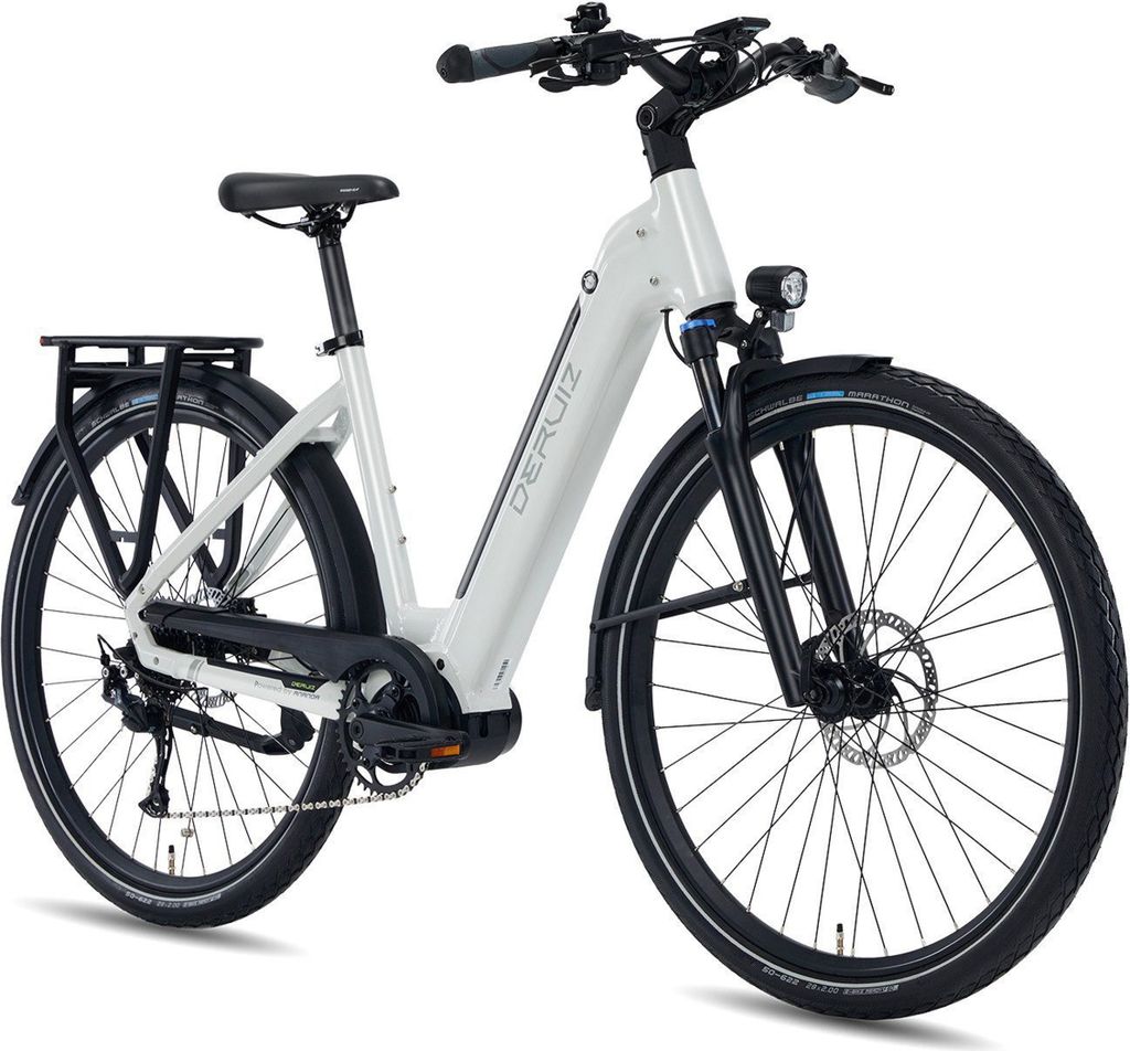 DERUIZ E-Bike MICA-G 28 Zoll, Trekking Ebike Pedelec mit Mittelmotor und 644Wh Batterie, Reichweite 160km (mit Akku-ladegerät, mit werkzeug), weiß
