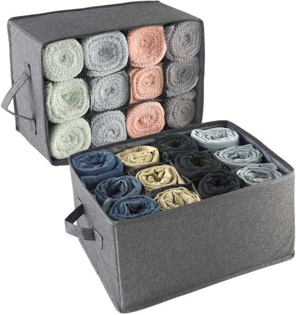 Système de rangement armoire 24 compartiments anti-pli pour jeans et linge