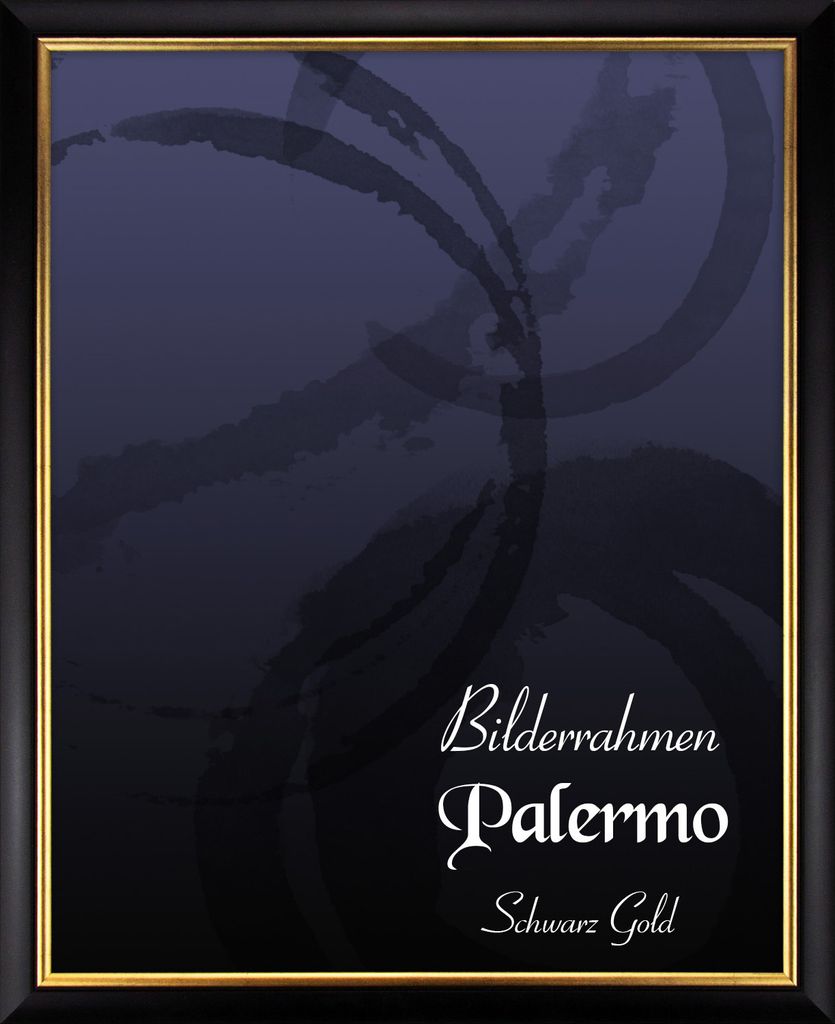 Bilderrahmen Palermo - 100x150 cm, Schwarz Gold Nachbildung, 1,5 mm Kunstglas entspiegelt
