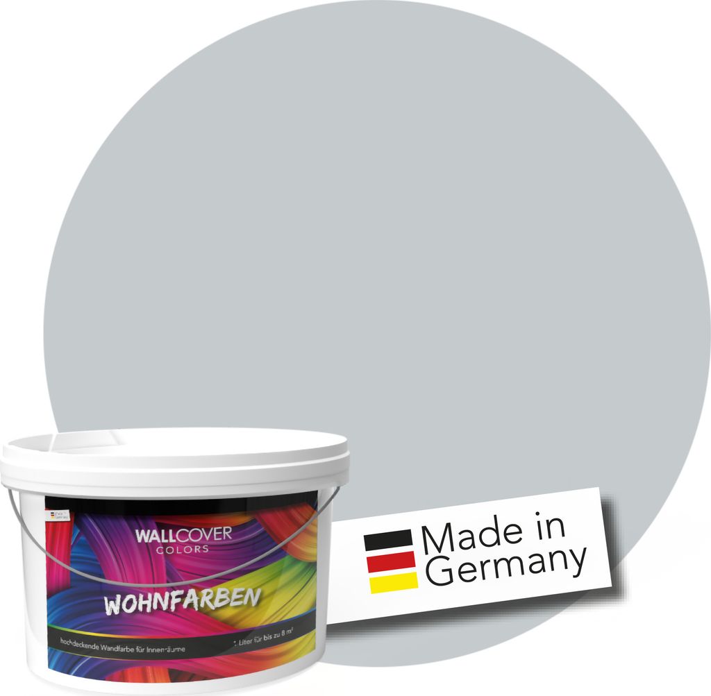 WALLCOVER Wandfarbe Grau Hochdeckend Klasse 1 Matt 2,5L für 20 m²