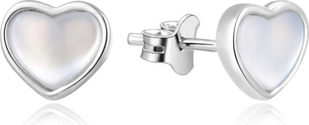 Silver heart earrings with mother-of-pearl AGUP2355L