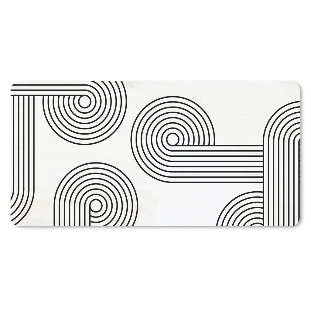 MuchoWow Mauspad Mousepad Abstrakt - Figuren - Schwarz - Weiß 60x30 cm - Mousepads - Maus Mat - Pad - Mausunterlage - Nachhaltig