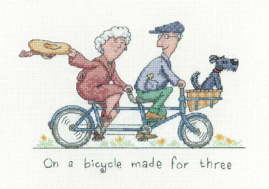 Activité Créative Broderie Point de Croix Aida On a Bicycle made for Three