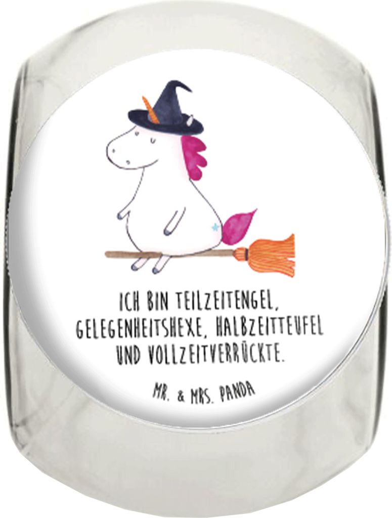 Mr. & Mrs. Panda gewürzglas Einhorn Hexe XL 2000ml - Weiß - Geschenk, Einhörner, Freundin, Teedose, Süßigkeiten Glas, Teufel, glasbehälter, B...