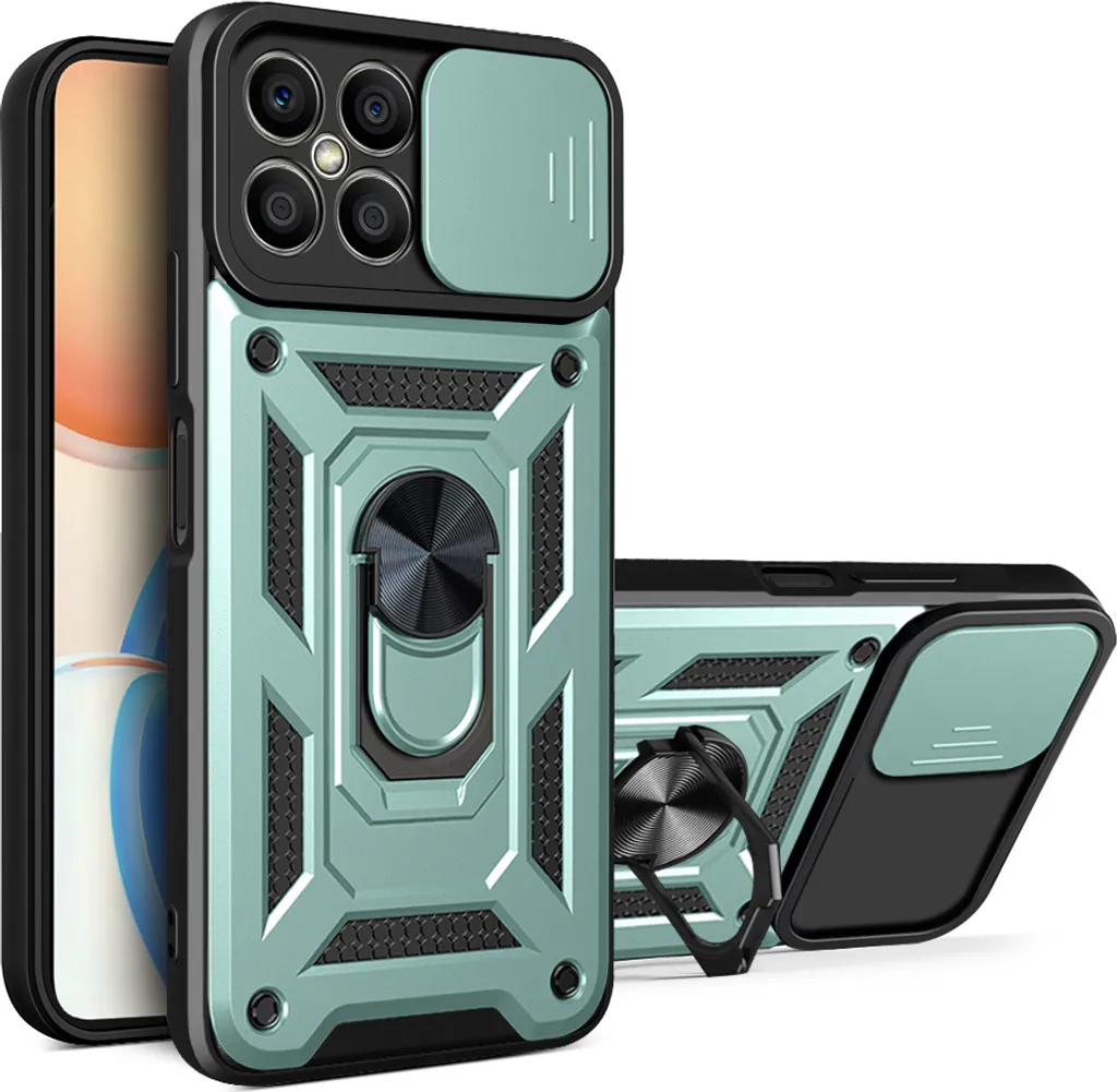 JIAFEI Custodia Honor X8 Con Anello Magnetico 360° – Silicone Antiurto Traslucido, Zaffiro - 4
