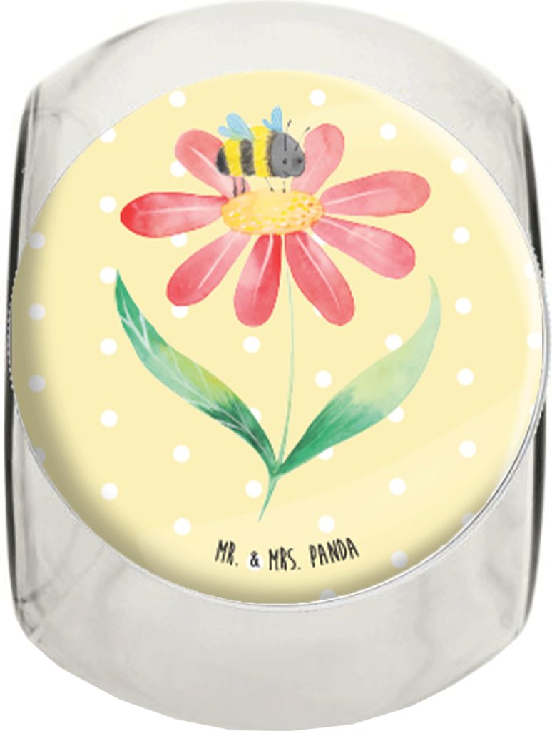 Mr. & Mrs. Panda Süßigkeitenglas Hummel Blume L 870ml - Gelb Pastell - Geschenk, Süßigkeiten Glas, gewürzglas, Tiermotive, Hummeln, Natur, Wes...