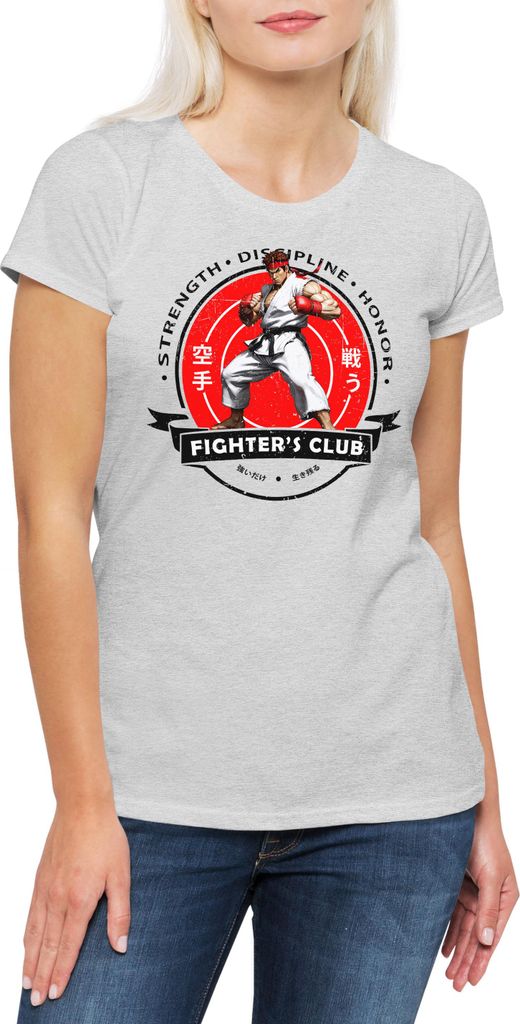 Urban Backwoods Fighter's Club Ryu I, Damen T-Shirt, Farbe: Hellgrau, Größe: XS