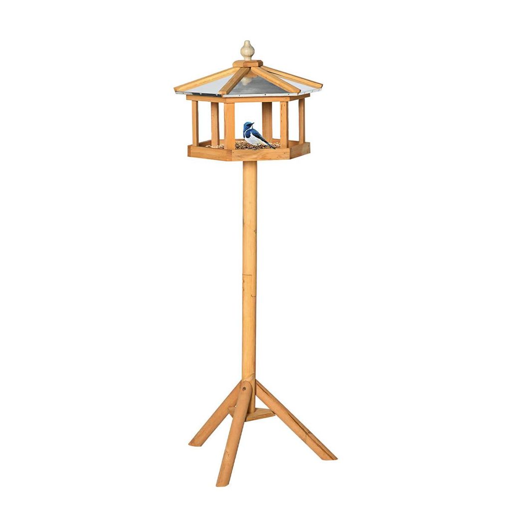 Vogelhaus mit Ständer und Wetterfestem Dach Vogelfutterhaus Zinkdach Vogelvilla Futterhaus Vogelständer für Wildvögel 113x40x40 cm Gelb