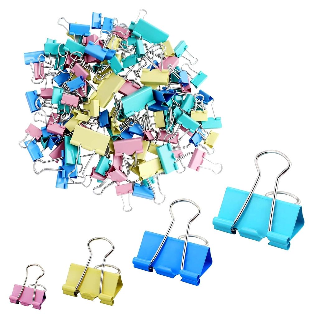 125 Stück Foldback Klammern Bunt 15mm/19mm/25mm/32mm Foldbackklammer Klein Mini Papierklammern Büroklammern Metall Binder Clips Vielzweckklammern...
