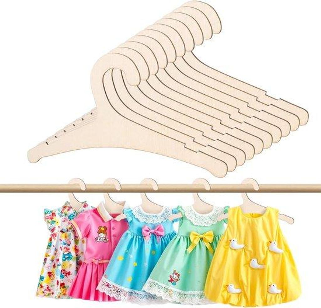 Holzkleiderbügel für Kinder - 10 Stück - antislip - Babykleidung - umweltfreundlich - Hosen - Kinderbekleidung