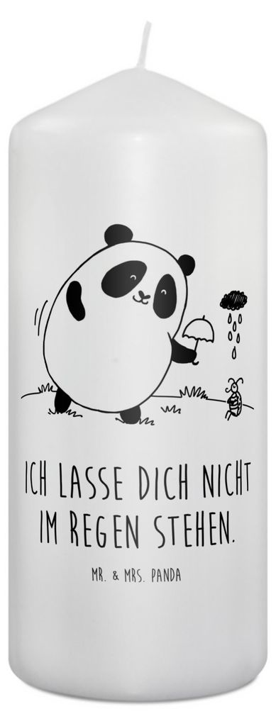 Mr. & Mrs. Panda Kerze Panda Zusammenhalt 19 x 8 cm - Weiß - Geschenk, Erinnerungskerze, Stumpenkerze, Bedruckte, Erinnerungslicht, Wachskerze