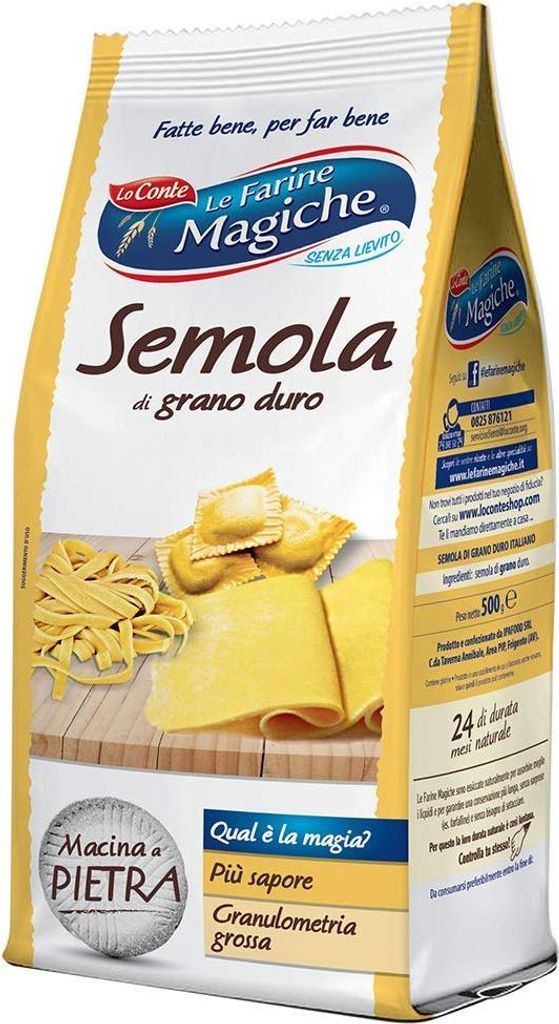 3x Lo conte Le farine magiche Semola Di Grano Duro Hartweizengries 500g