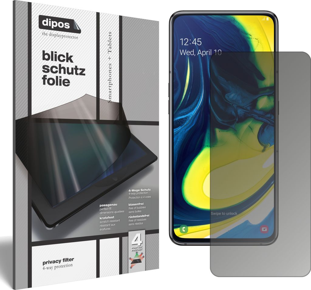 Blickschutzfolie für Samsung Galaxy A80 matt Schutzfolie Folie Display Schutz dipos