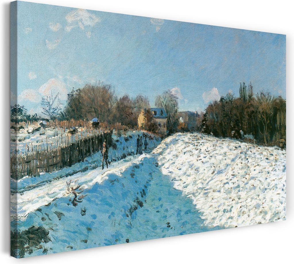 Leinwandbild (100x70cm): Alfred Sisley - Snow Effect at Louveciennes, echter Holz-Keilrahmen inkl. Aufhänger, handgefertigt in Deutschland