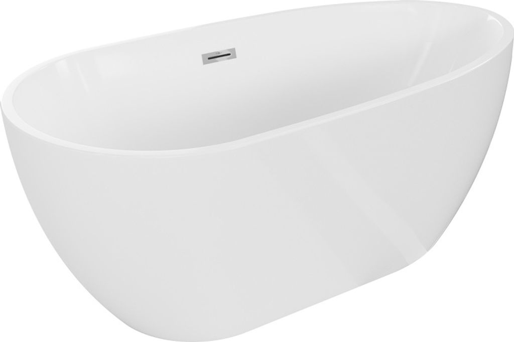 Mexen Eos freistehende Badewanne 170 x 75 cm, weiß, Überlauf chrom - 52471707500-01