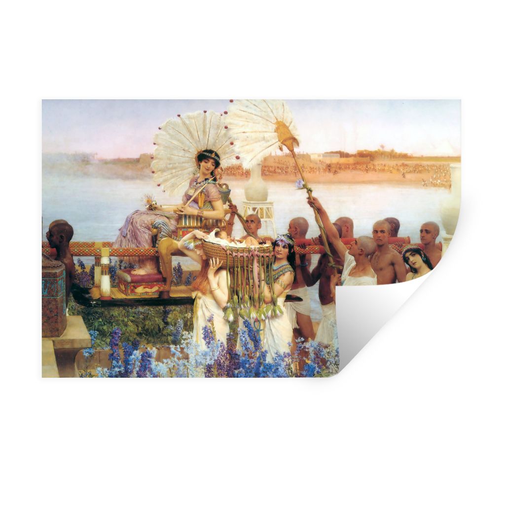 MuchoWow Wandtattoo Wandsticker Wandaufkleber Auf der Suche nach Moses - Lawrence Alma Tadema 90x60 cm Selbstklebend und Repositionierbar - Aufkl...