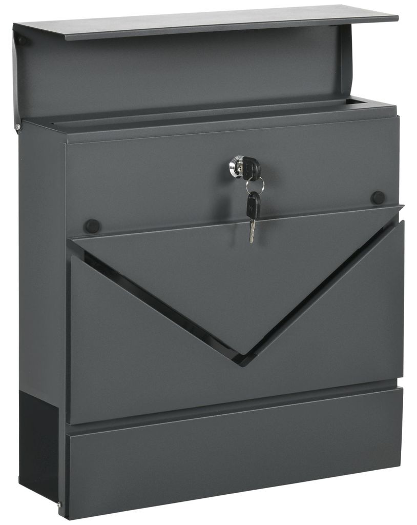 HOMCOM Wandbriefkasten met slot, postkasten van verzinkt Productafbeelding 