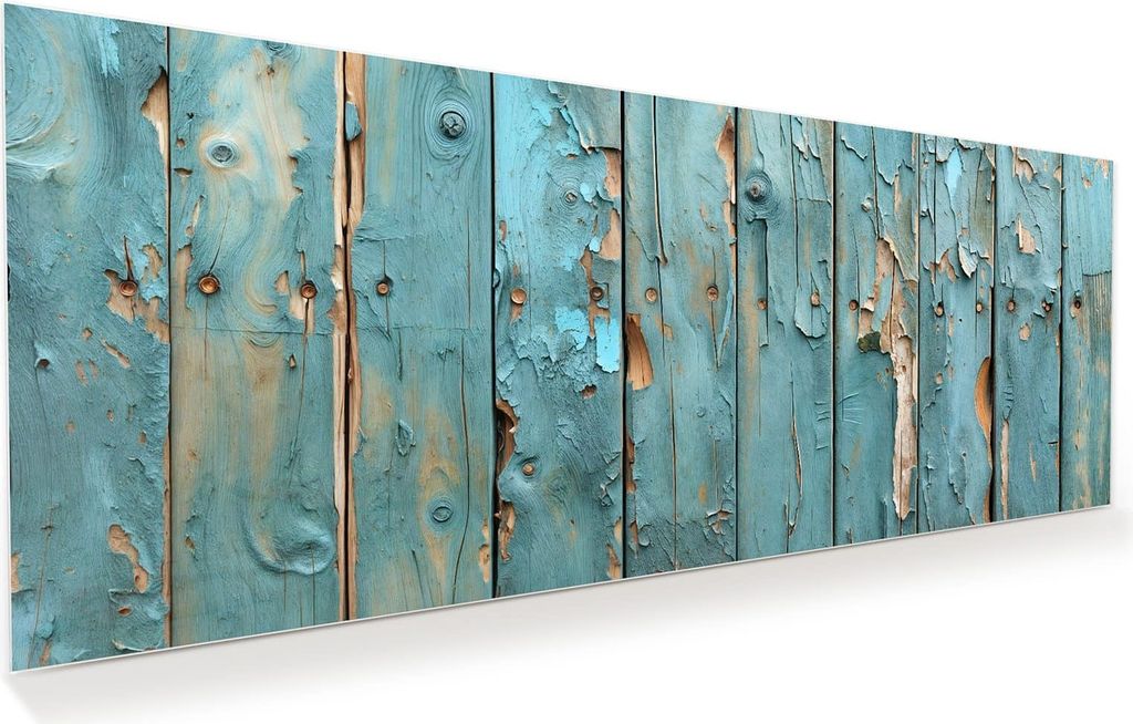 Glasbild 150x60cm in XXL für Wohnzimmer, Schlafzimmer Motiv Abblätternde Holzplanken