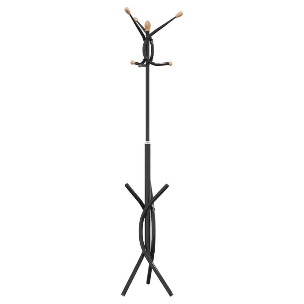 Patère sur Pied Noire 176 cm Vestiaire Vertical en Métal pour Entrée - 5