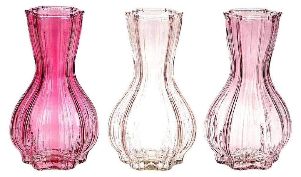 HBX natural living Vase Glas Rosa Modern Dekoration 25,5cm Elegant