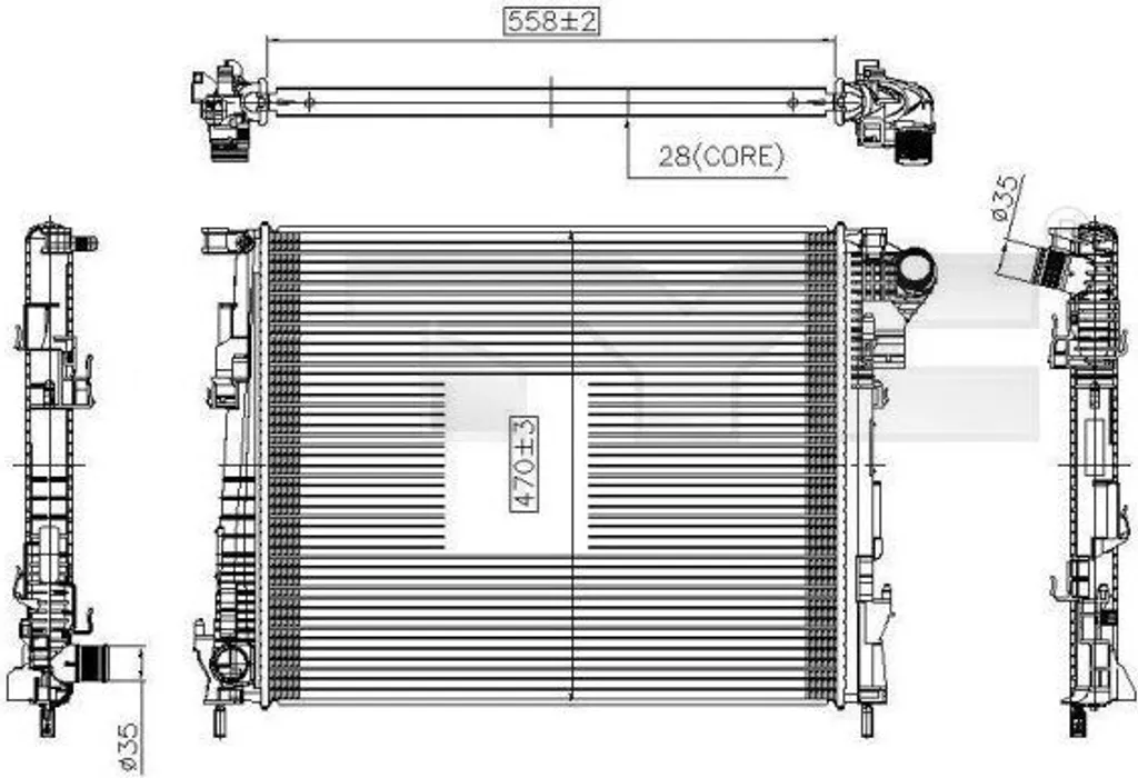 Radiateur de refroidissement moteur pour Trafic II et Nissan Primastar