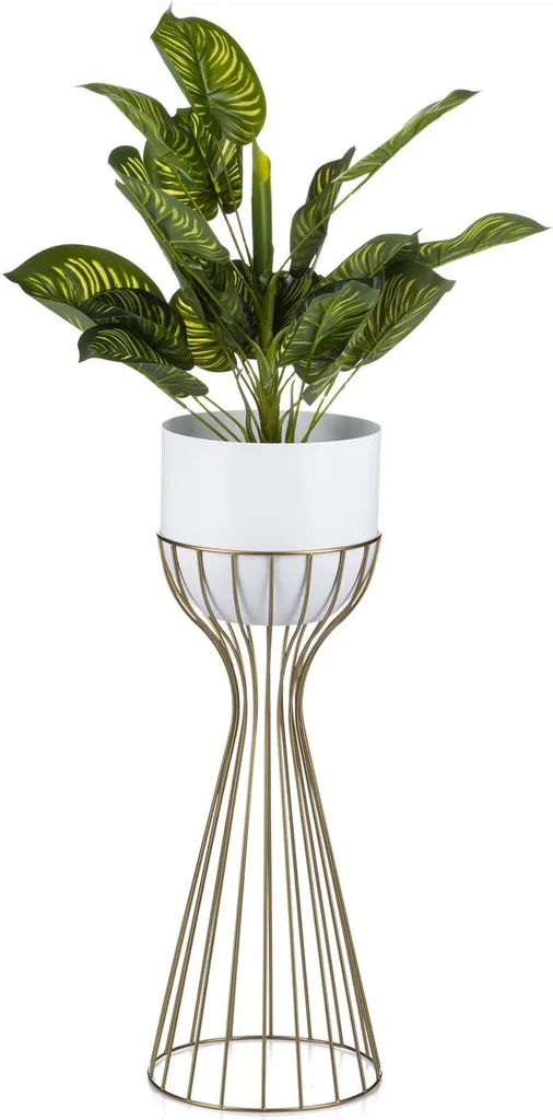 Étagère à fleurs d'intérieur 56 cm or et blanc pour décoration chic