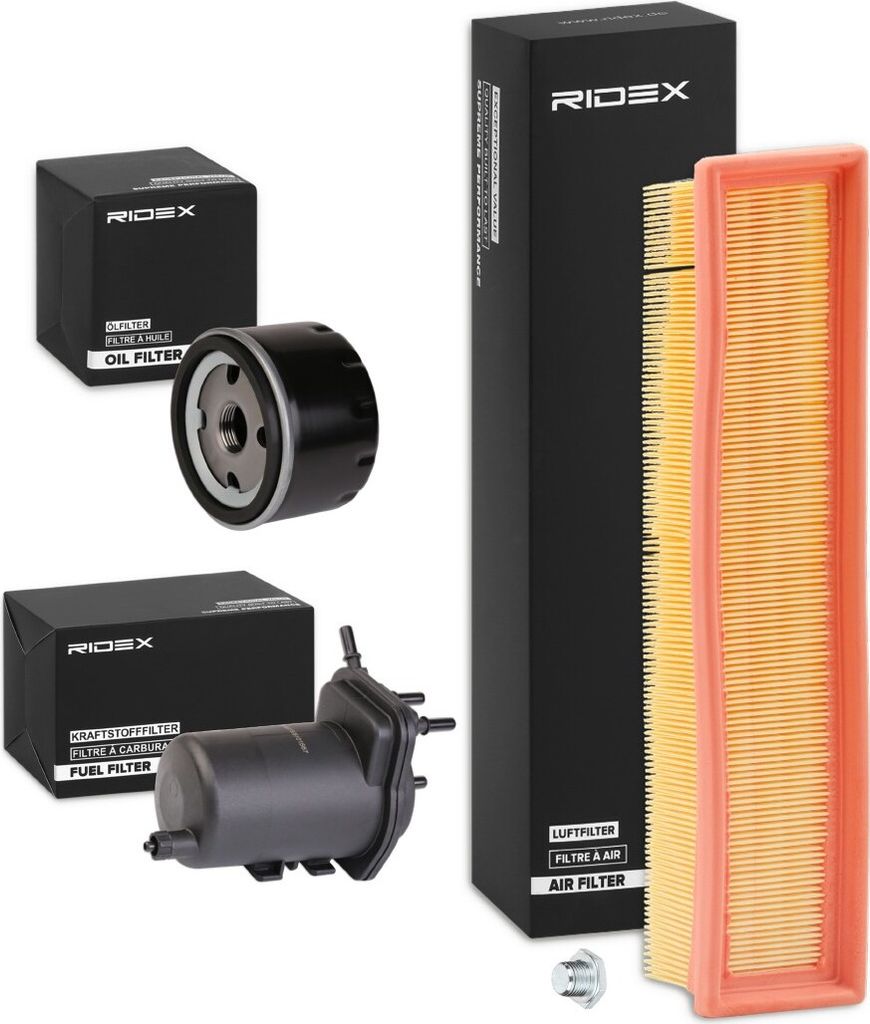 RIDEX Filterset Inspektionspaket Filtersatz für RENAULT CLIO II (BB0/1/2, CB0/1/2) KANGOO (KC0/1) MODUS / GRAND MODUS (F/JP0) KANGOO Express (FC0/1)