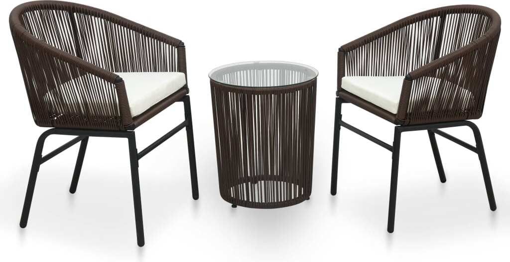 Poly Rattan Sitzgruppe Balkonset Garten Schwarz/Braun vidaXL Bistroset 3-tlg 