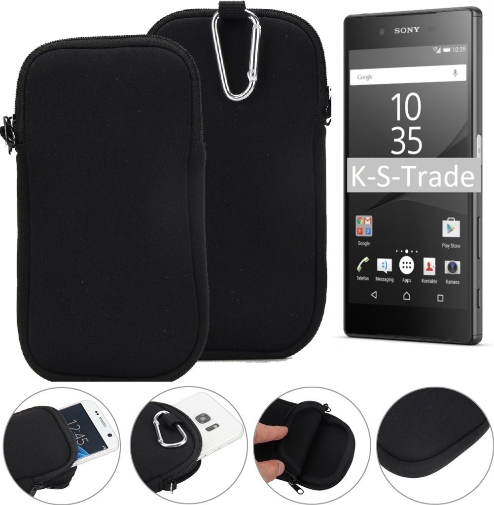 K-S-Trade Neopren-Hülle Handy-Hülle kompatibel mit Sony Xperia Z5 Schutzhülle Neoprenhülle Sleeve Schutz-Hülle Gürtel Tasche Case Holster