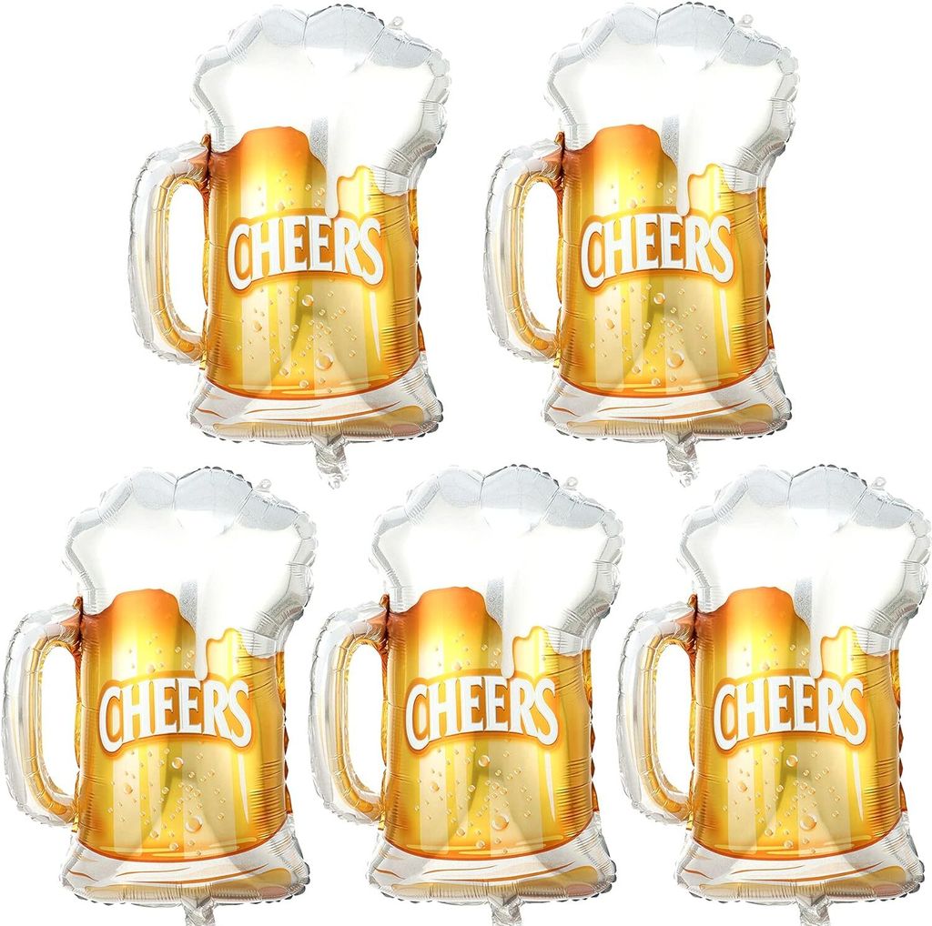 Folienballon Weinflasche Deko, 5 Stück Riesen Luftballon Bierglas Helium Ballon Weinflaschen Weinglas Ballons Bier Deko für Party Dekoration