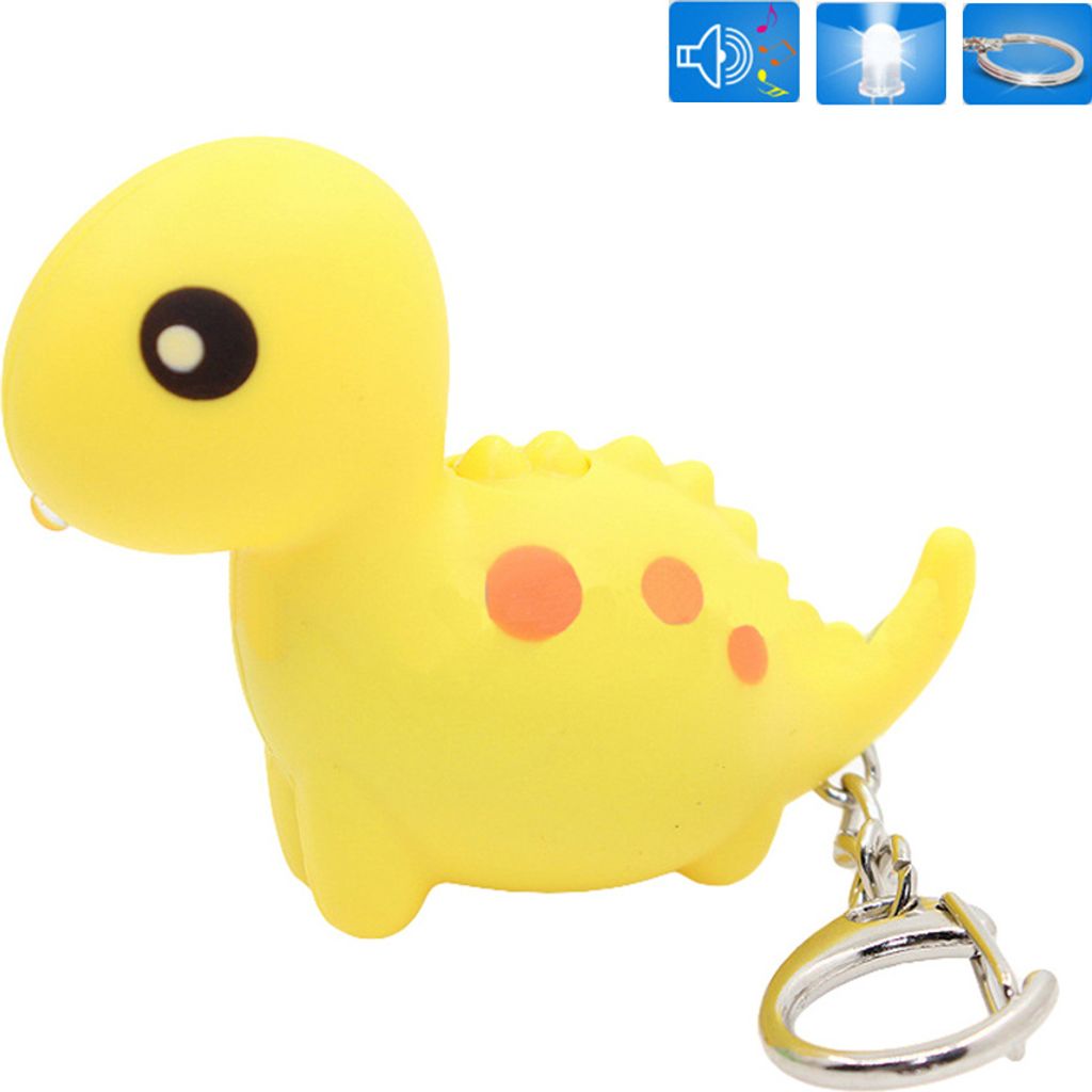 Cartoon-Dinosaurier-Bär-Zug-Kawaii-LED-Leucht-Schlüsselanhänger mit Sound-3#