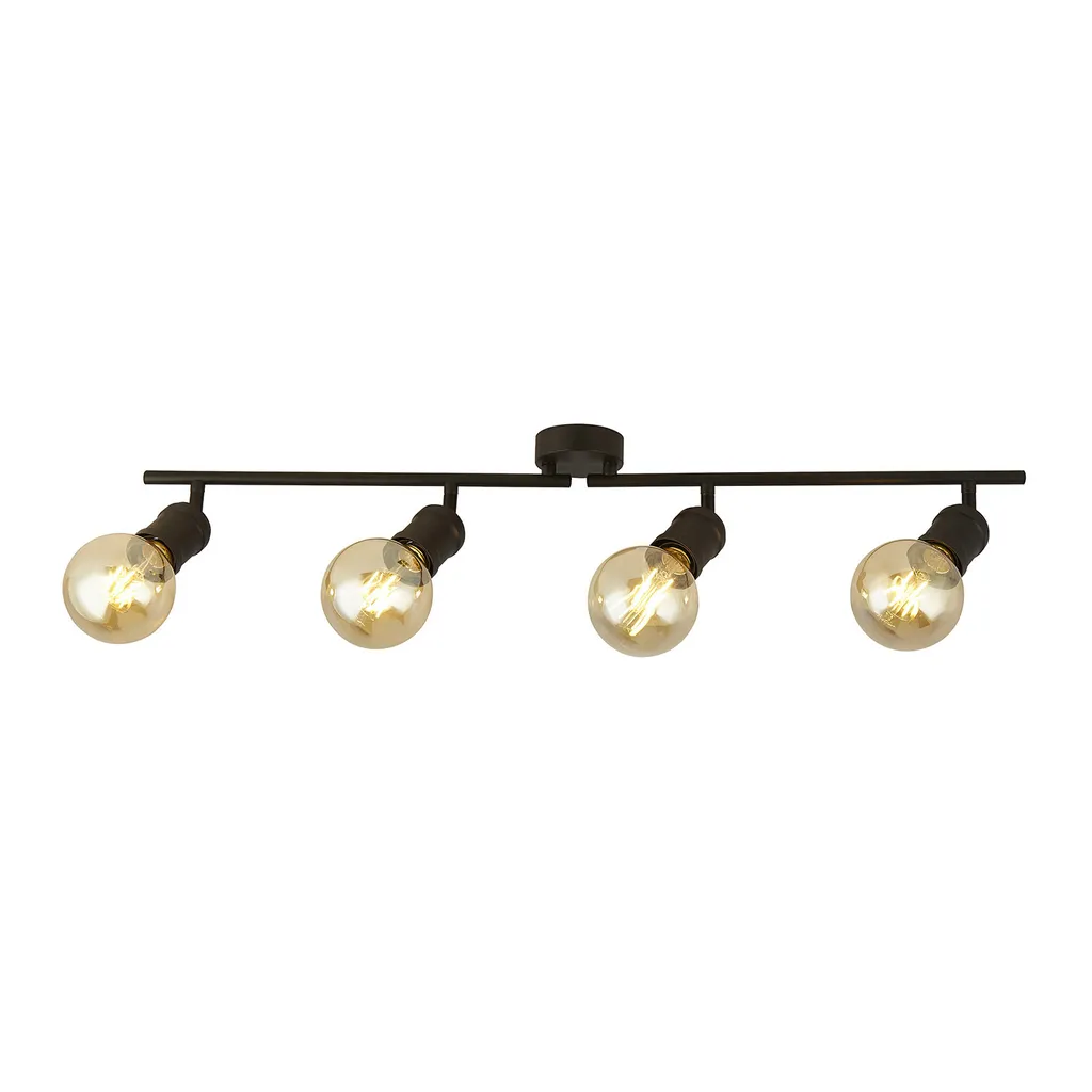 Spirit 4Lt Bar Ceiling Light en noir sablé, luminaire chic 4 ampoules