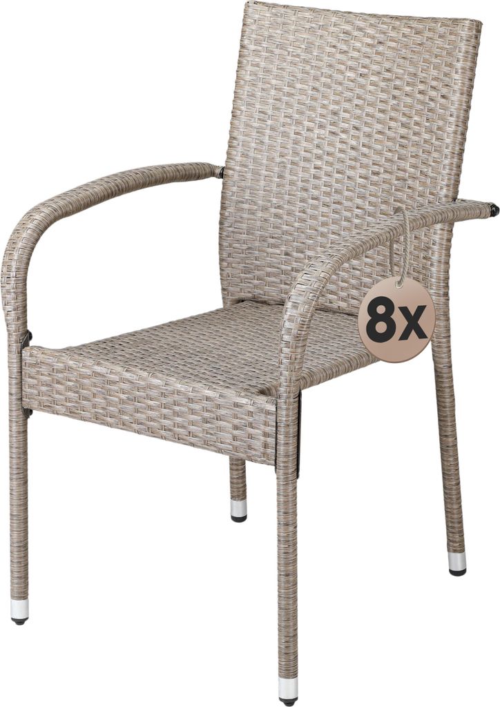 CASARIA® Lot de 8 Chaise Salle a Manger en Polyrotin Crèmes Image du produit 
