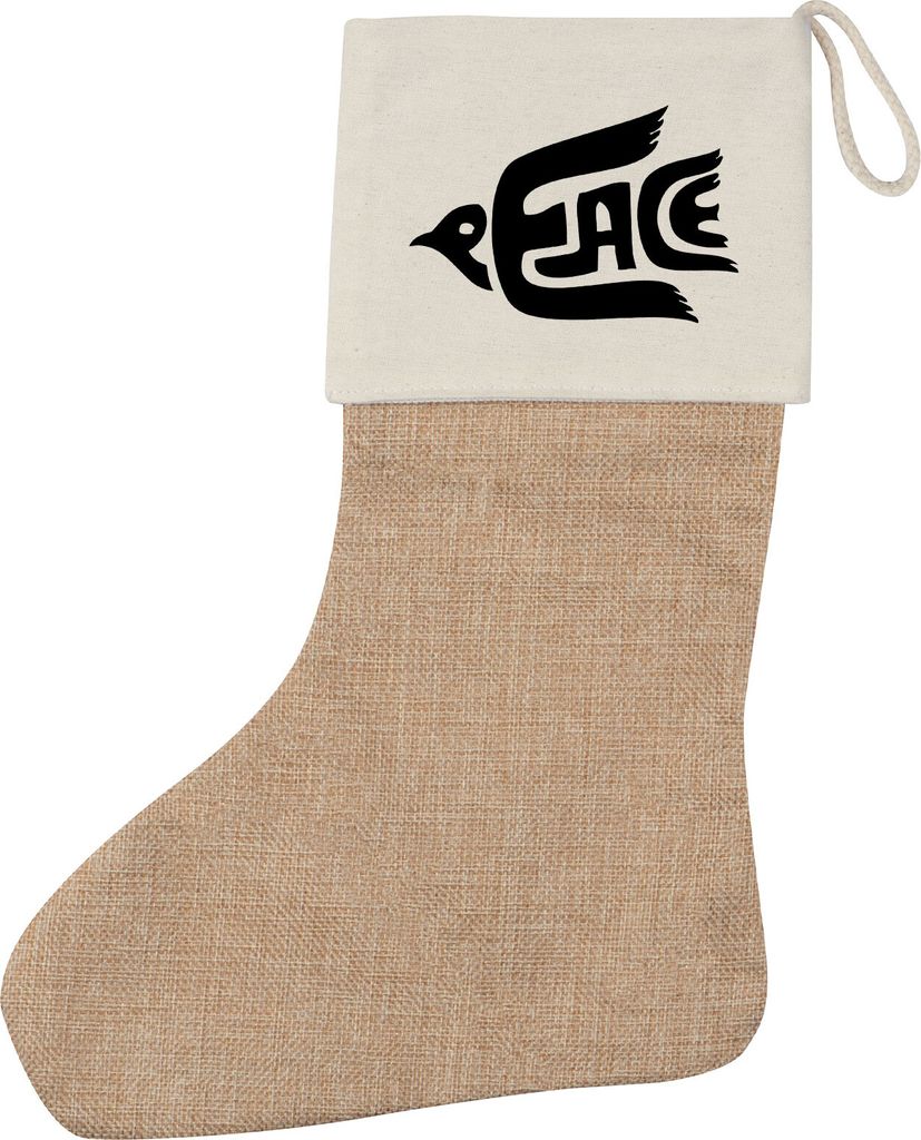 Huuraa Weihnachtsstrumpf Peace Friedenstaube Beige Jute Kaminstrumpf Geschenkidee