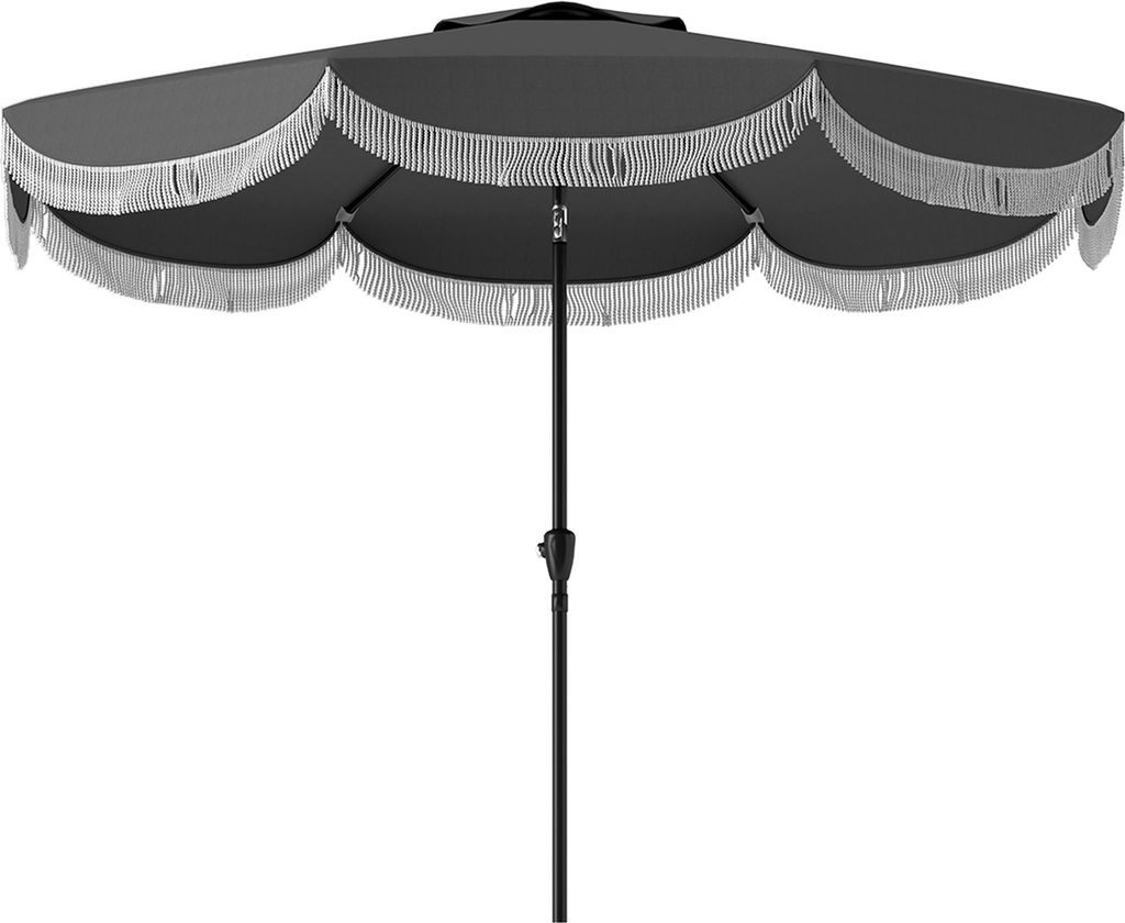 Großer Sonnenschirm Ø269 cm mit UV-Schutz, Achteckiger Balkon- und Gartenschirm in Dunkelgrau