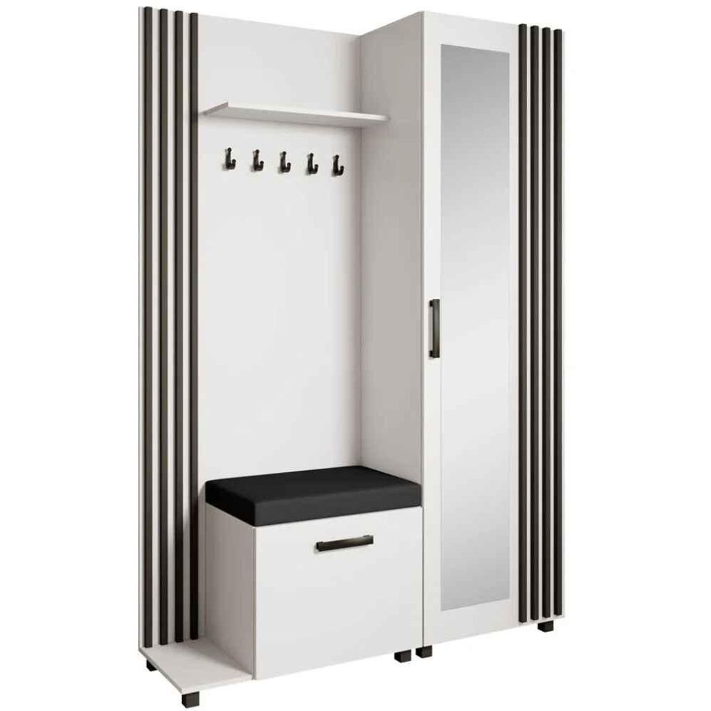 Garderoben-Set LIVIA Links Weiß – Garderobenschrank mit Produktbild 