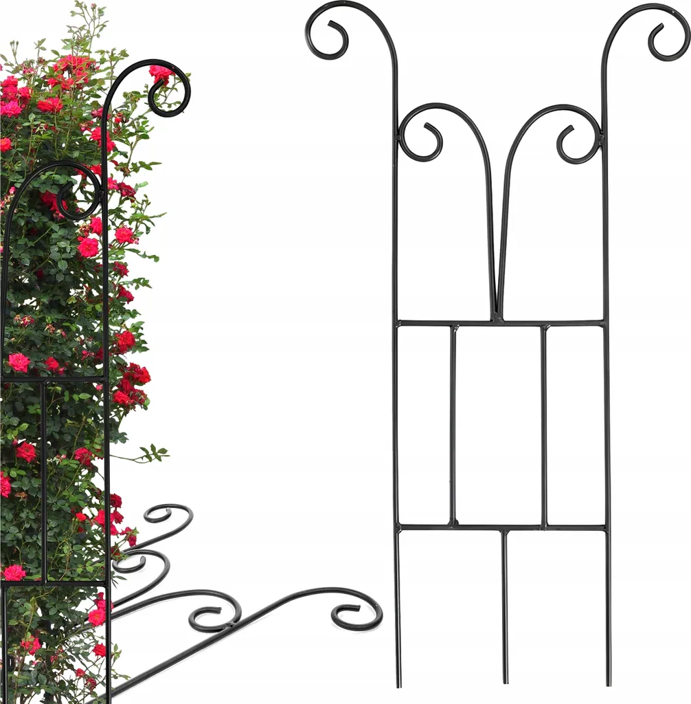 Support de plantes noir 60cm en métal pour fleurs et plantes grimpantes