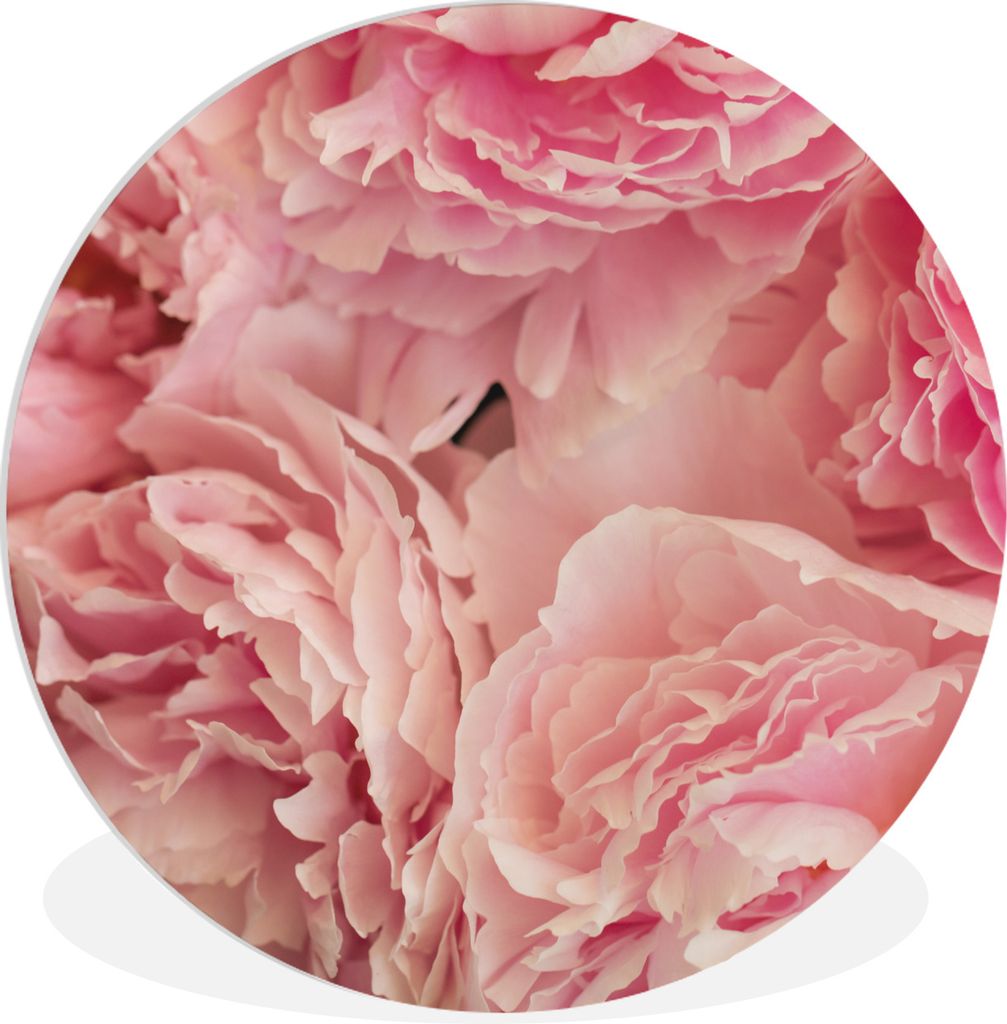 MuchoWow Rundes Wandbild - Runde Bilder Draufsicht auf einen Strauß rosa Pfingstrosen Ø 60 cm Kreis Wanddekoration Kunststoff - Wandkreis - Wan...