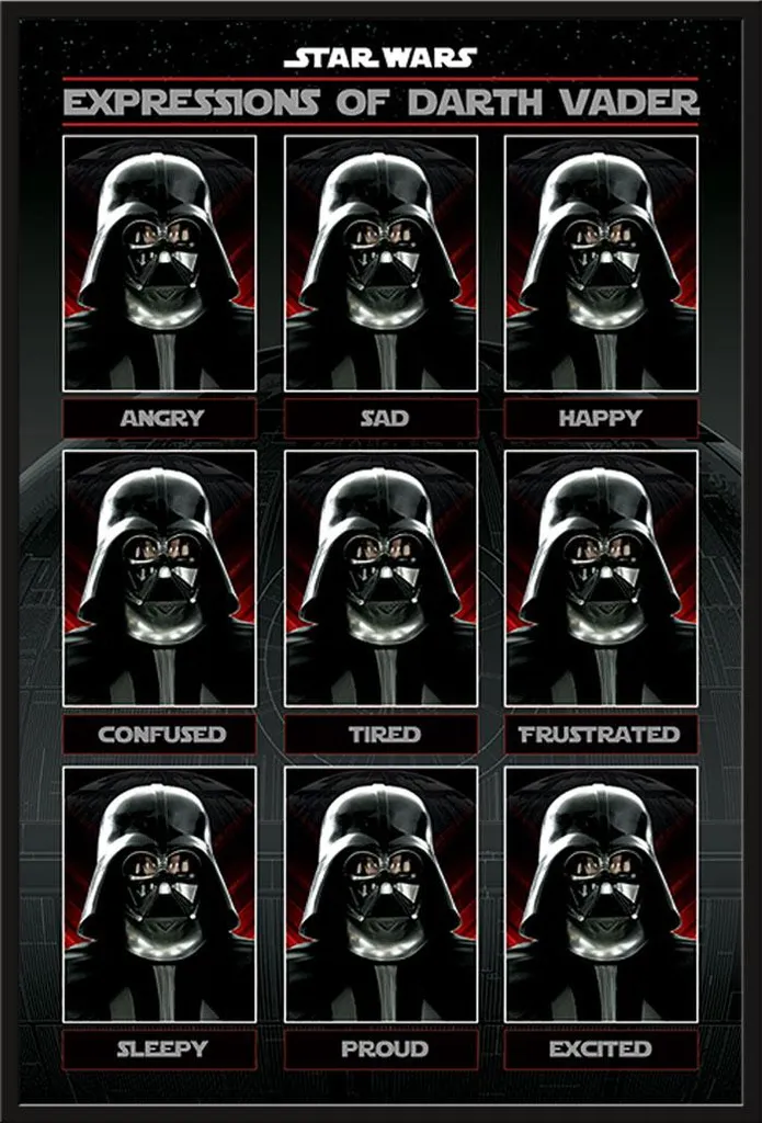 Cadre Star Wars Dark Vador Prêt à Suspendre avec Vitre Incassable Noire