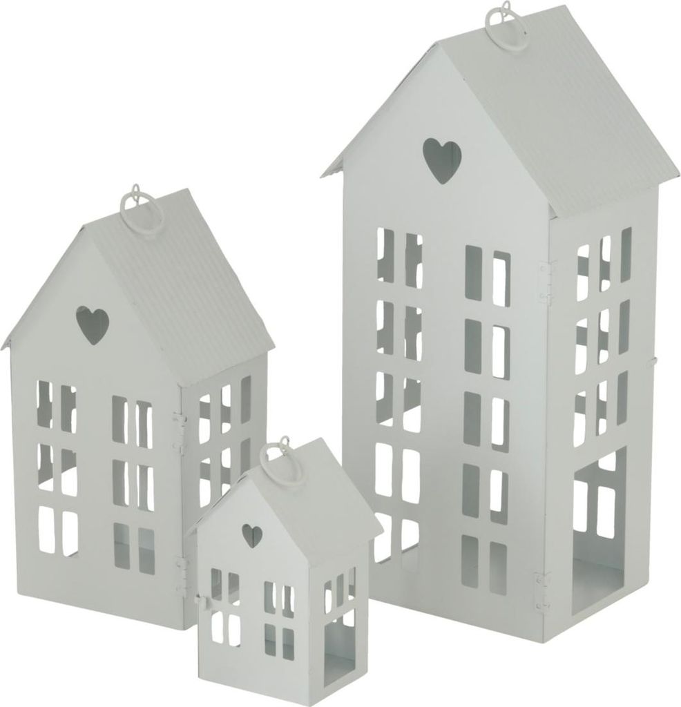 Boltze Laternen Set Alamo Windlichter 3-teilig stilvolles Design, Lichthaus weiß