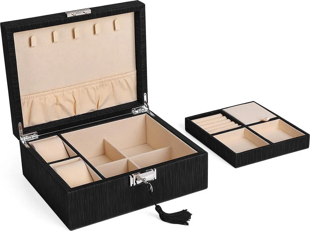 Rangement bijoux verrouillable noir : coffret pour coiffeuse - 2