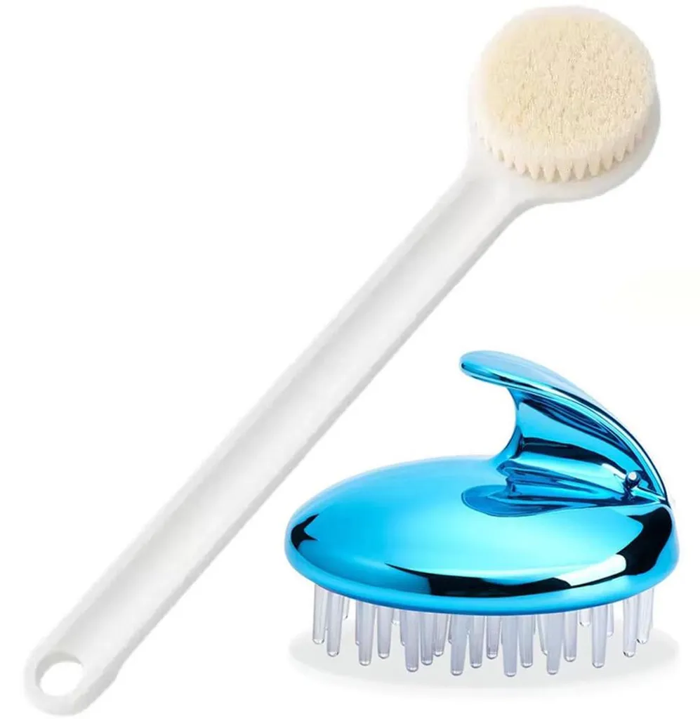 Pack brosse dos longue et brosse massage tête contre peau morte/stress