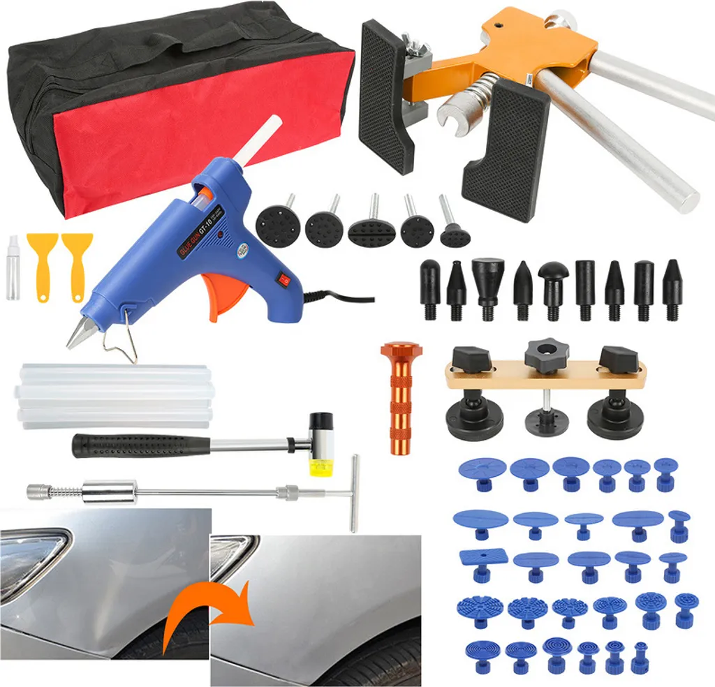 Réparation carrosserie grêle avec le kit de débosselage PDR de 57 pièces